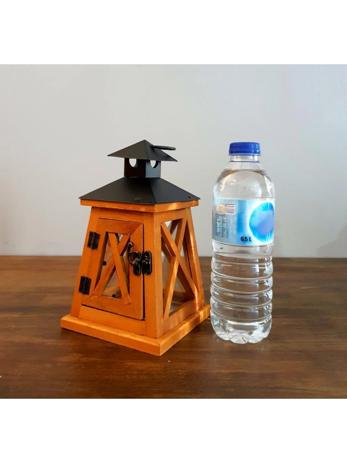 Metal Çatılı Ahşap Mumluk Floransa 21cm