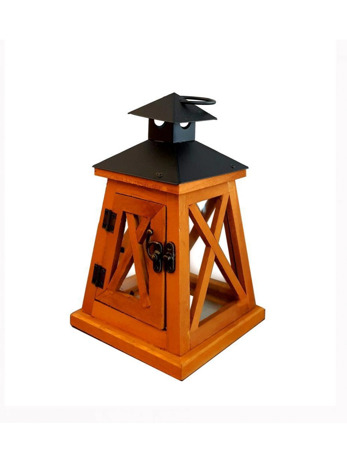 Metal Çatılı Ahşap Mumluk Floransa 21cm