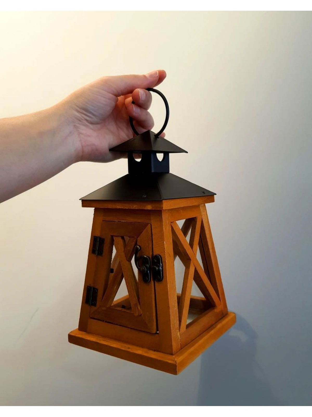 Metal Çatılı Ahşap Mumluk Floransa 21cm