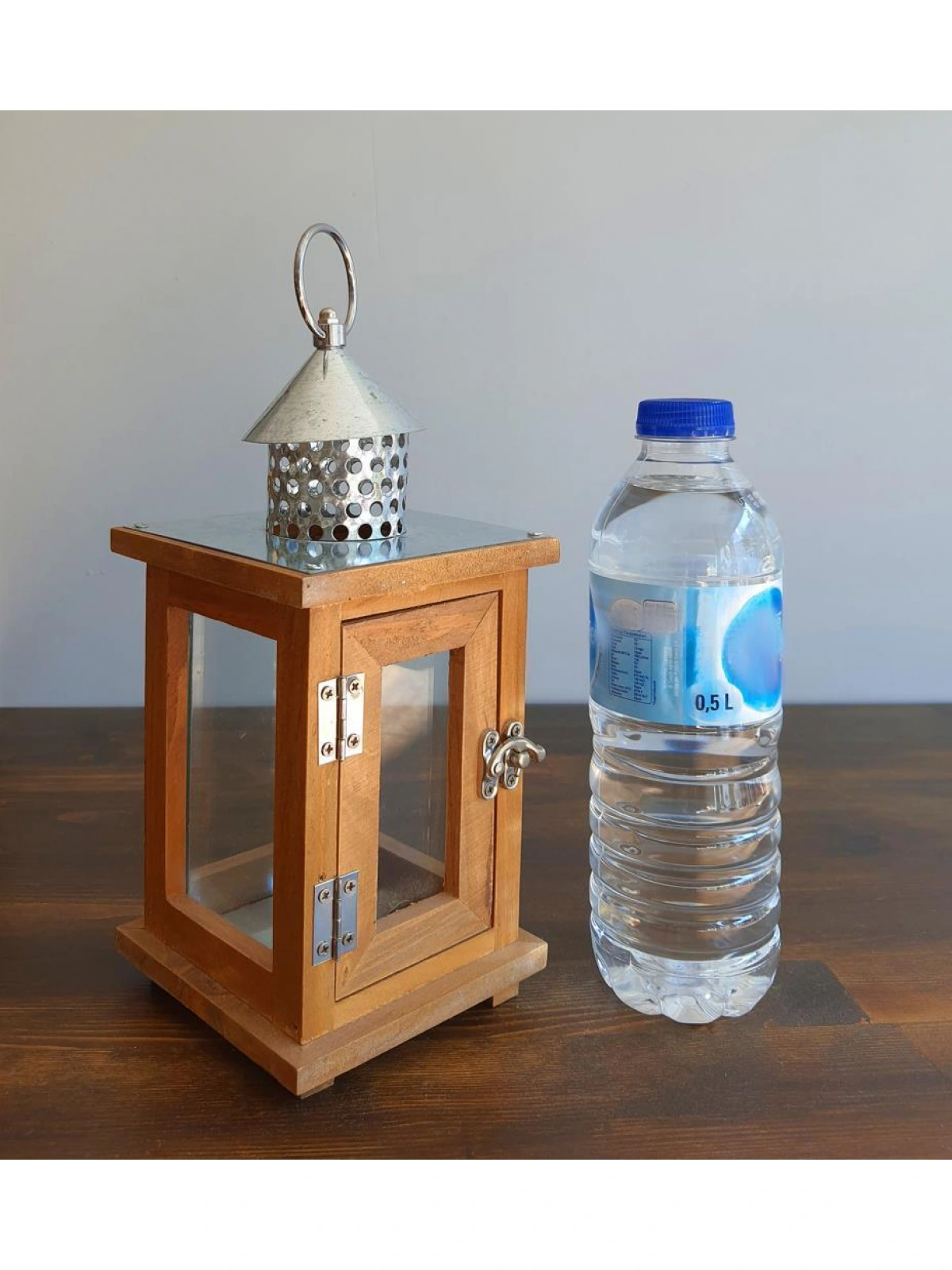 Metal Çatılı Ahşap Mumluk Roma 23cm