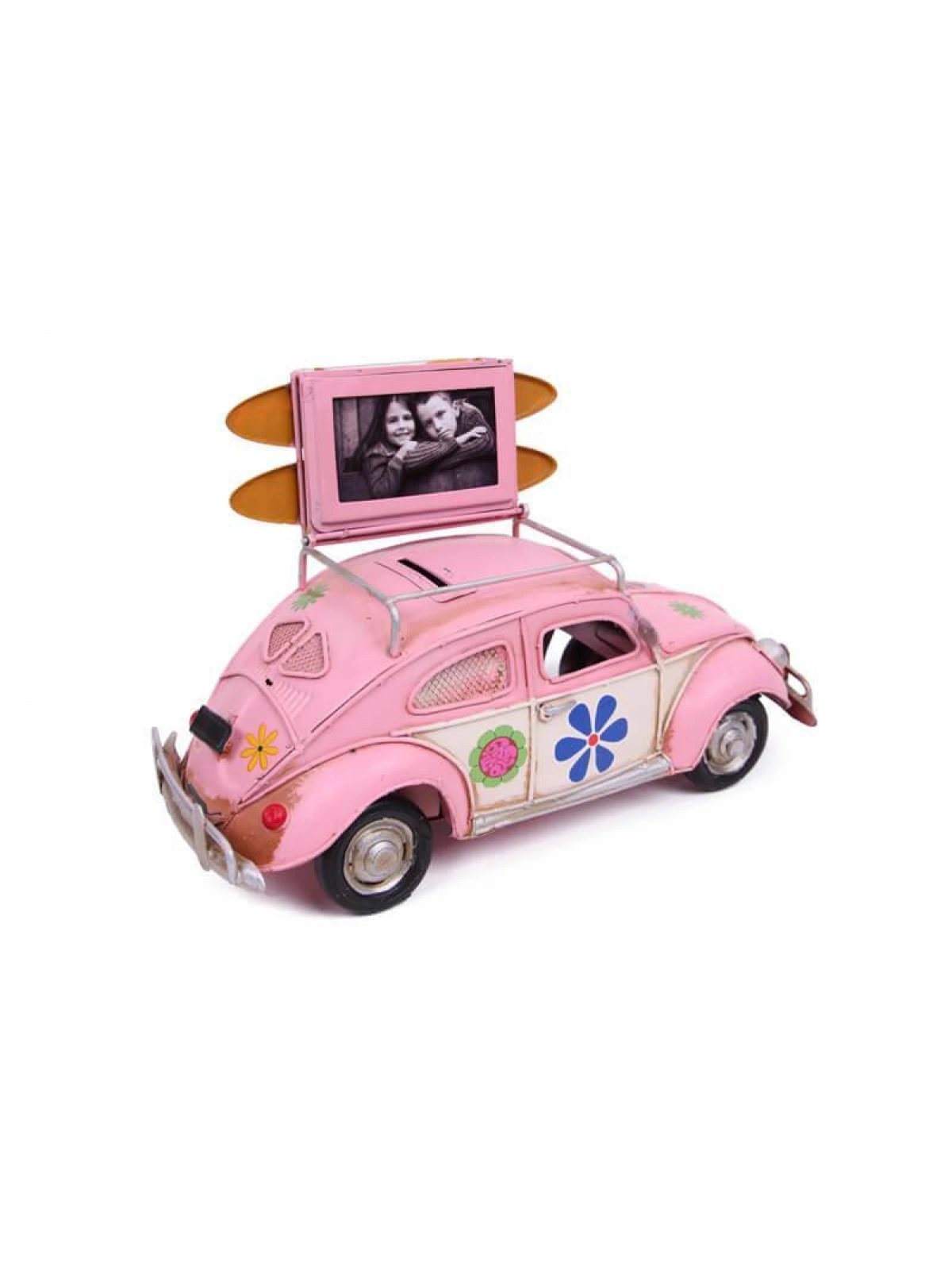 Nostaljik Fotoğraf Çerçeveli ve Kumbaralı Pembe Kaplumbağa 25cm