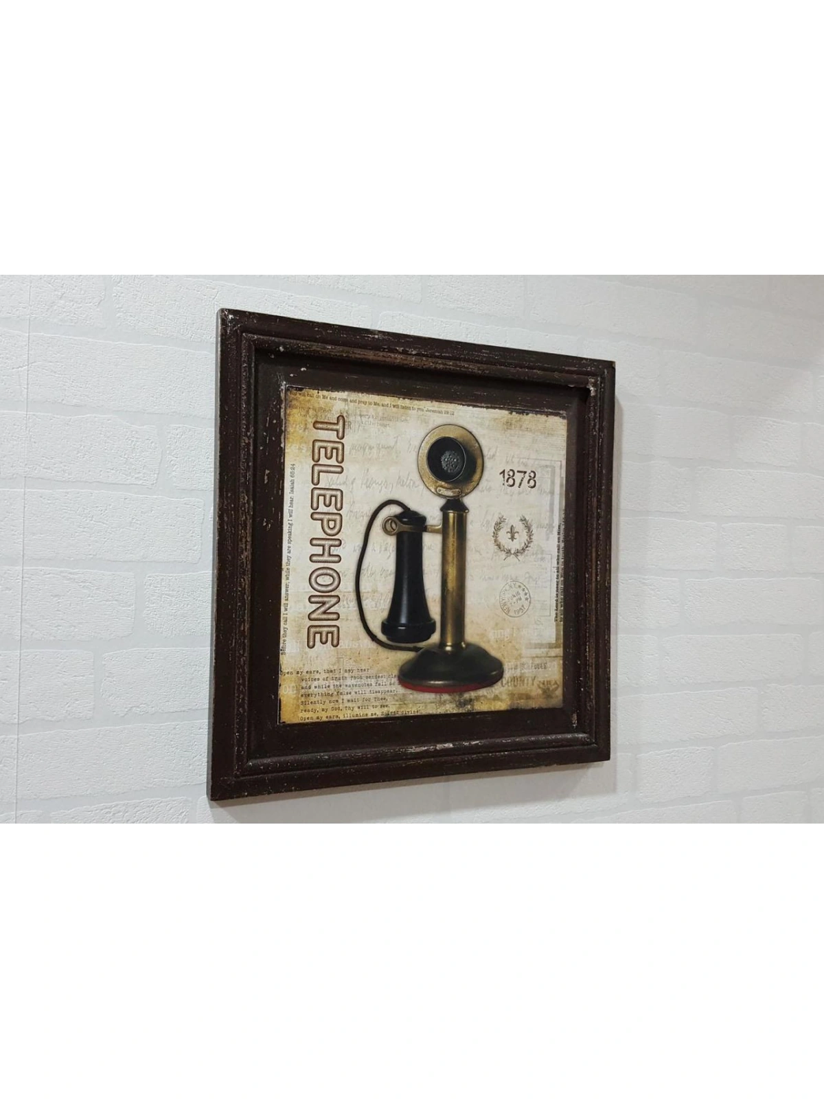Telefon Ahşap Nostaljik Tablo 38x38cm