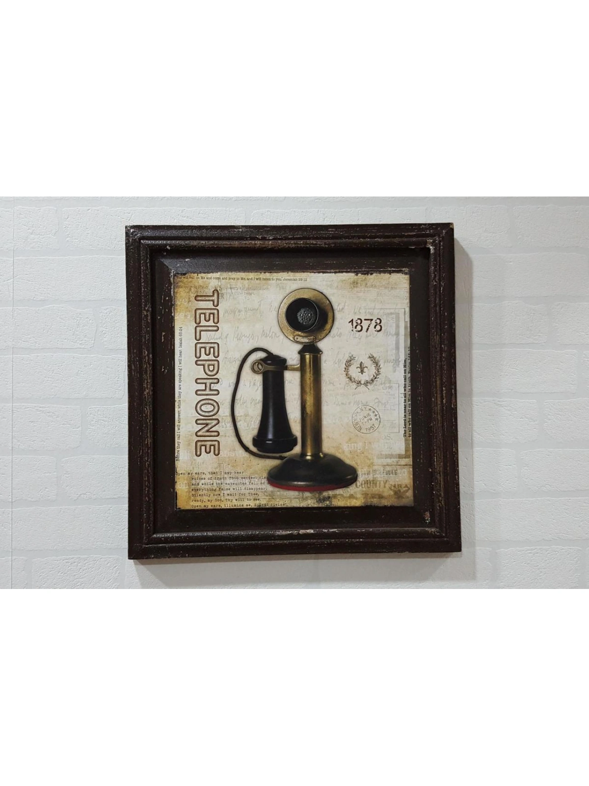 Telefon Ahşap Nostaljik Tablo 38x38cm