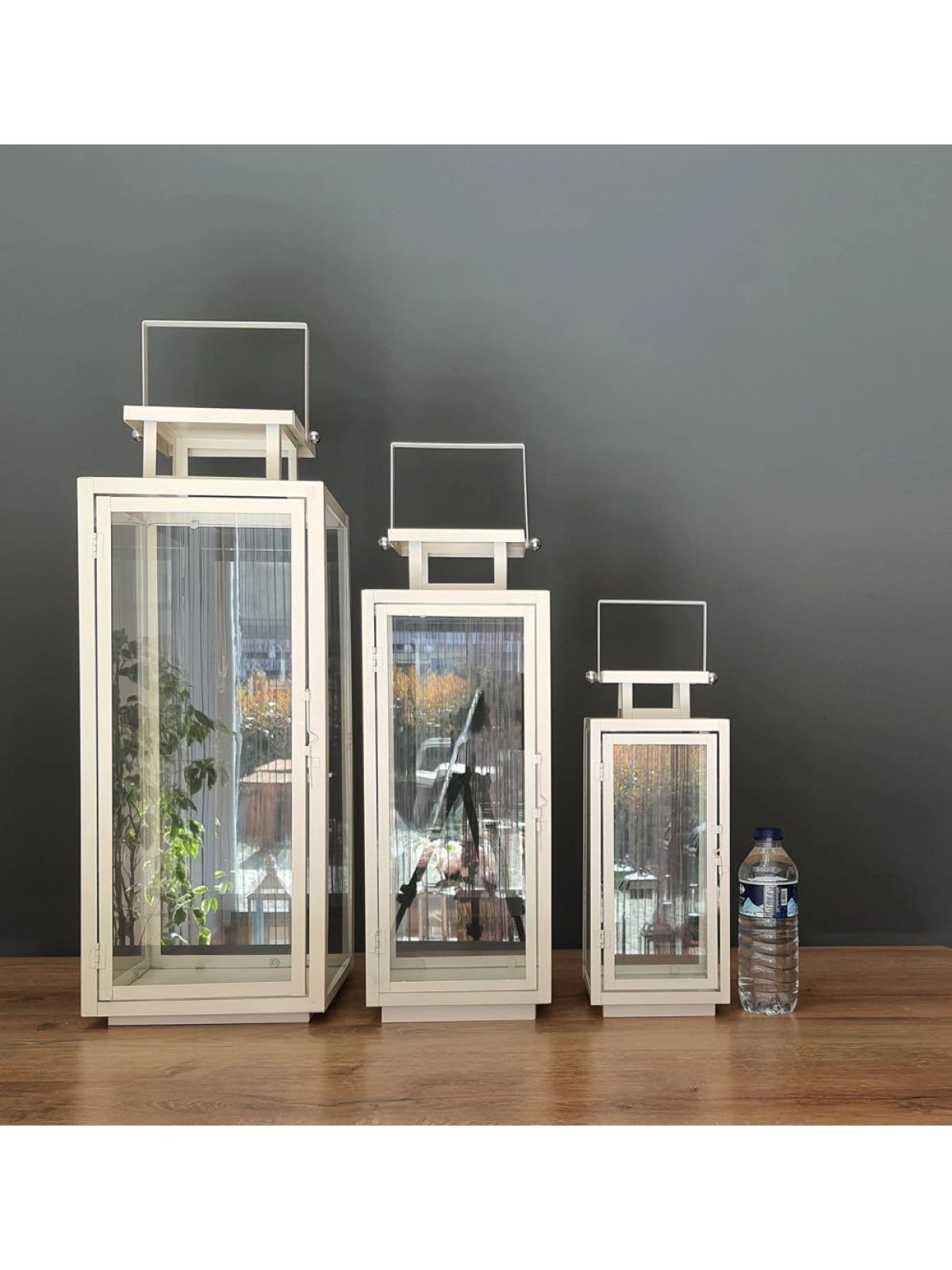 Üçlü Metal Mumluk Fener Seti Miami