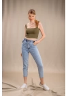 Lastik Detaylı Slim Fit Jeans - MAVİ