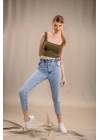 Lastik Detaylı Slim Fit Jeans - MAVİ