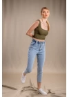 Lastik Detaylı Slim Fit Jeans - MAVİ
