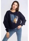 Şardonlu Sweatshirt-LACİVERT