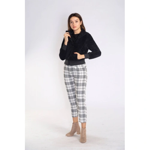 Fermuarlı Mevsimlik Peluş Ceket-SİYAH