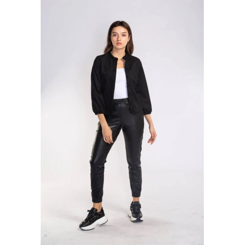 Lastikli Cepli Deri Pantolon-SİYAH