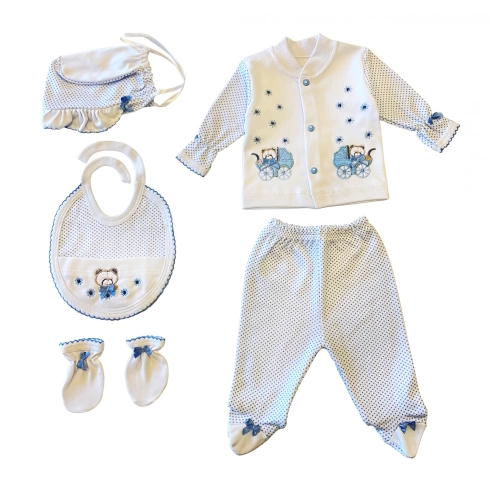 Sema Bebe 5li Premature Puanlı Set - Açık Mavi 8682476853155