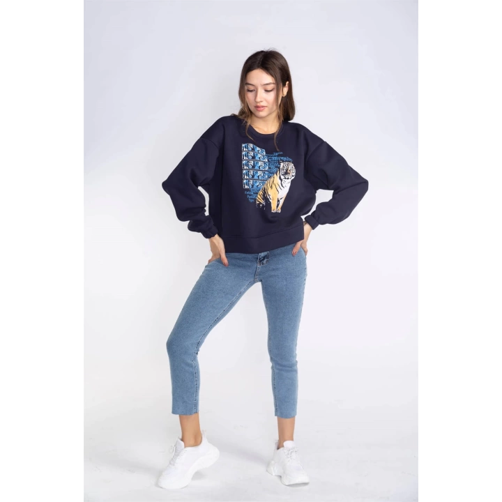 Şardonlu Sweatshirt-LACİVERT