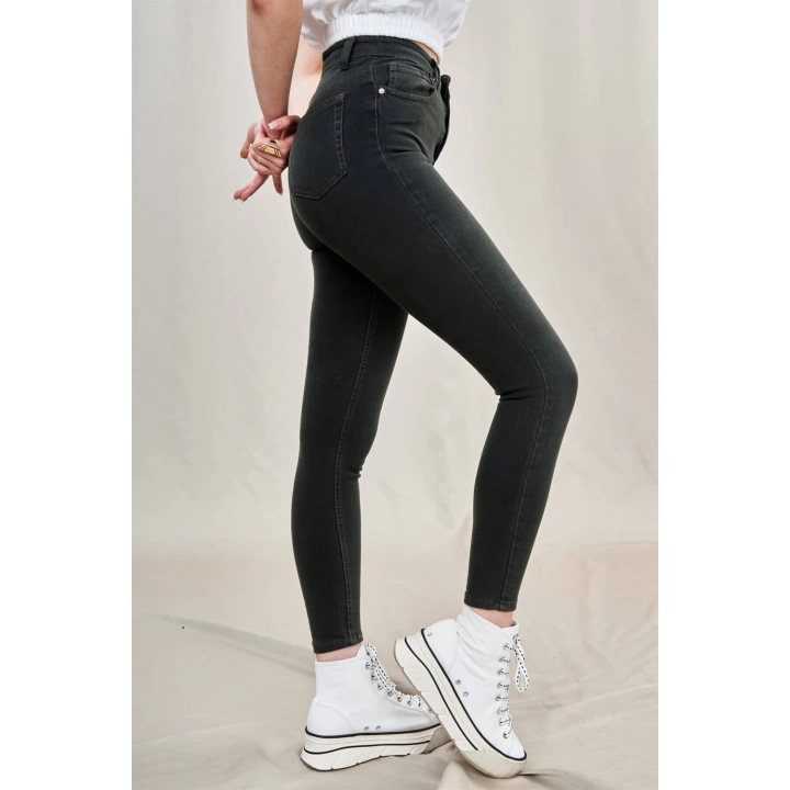 Toparlayıcı Skinny Jean Pantolon-HAKİ