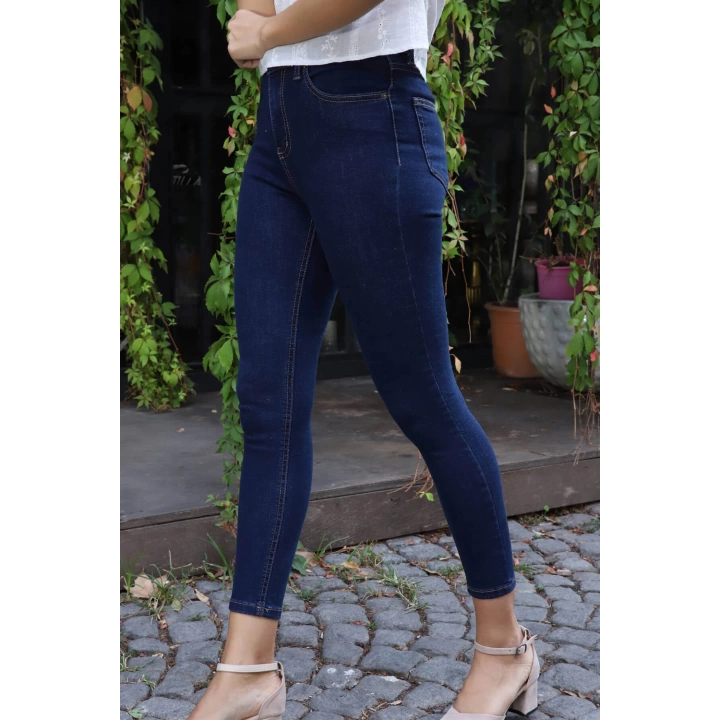 Yüksek Bel Skinny Jean Pantolon  - LACİVERT