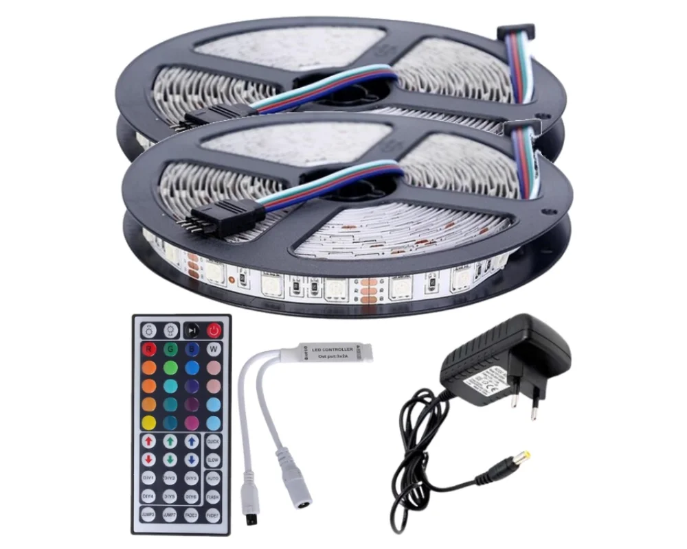 10 Metre Rgb Şerit Led iç Mekan Set 5050 Smd 44 Tuş Kumandalı Set