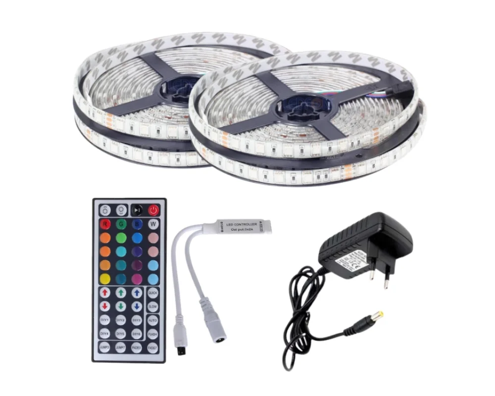 10 Metre Rgb Şerit Led Slikonlu Dış Mekan Set 5050 Smd 44 Tuş Set
