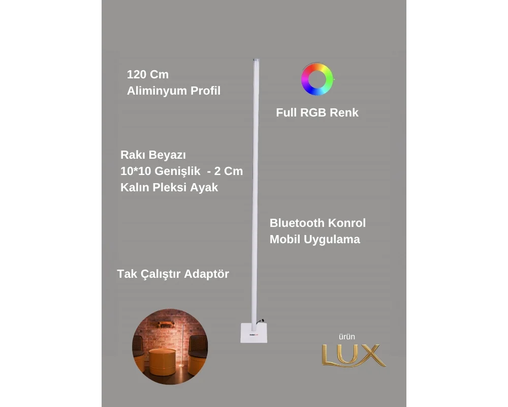 120Cm Bluetooth Sese ve Müziğe Duyarlı Dekoratif Rgb Led Lambader
