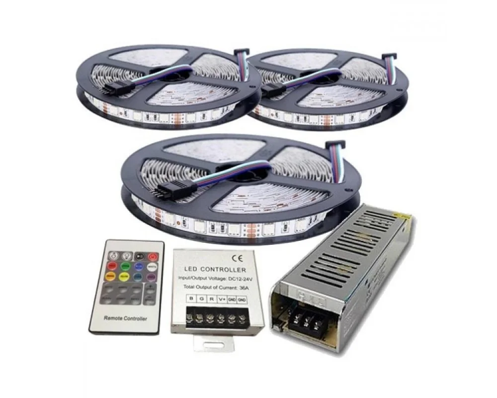 15 ve 20 Metre RGB Şerit Led Kombini - 5050 SMD 3 Çip İç ve Dış Mekan