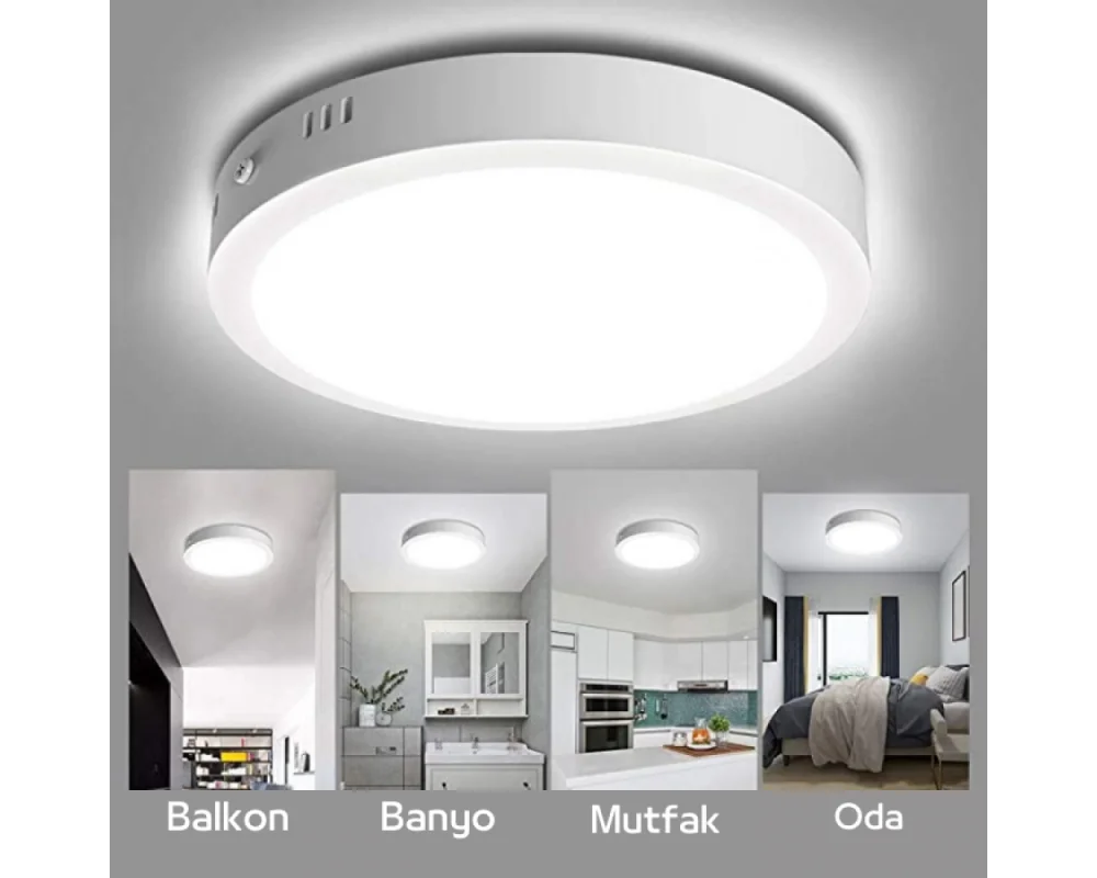 24 Watt Led Panel Beyaz Işık Sıva Üstü Yuvarlak