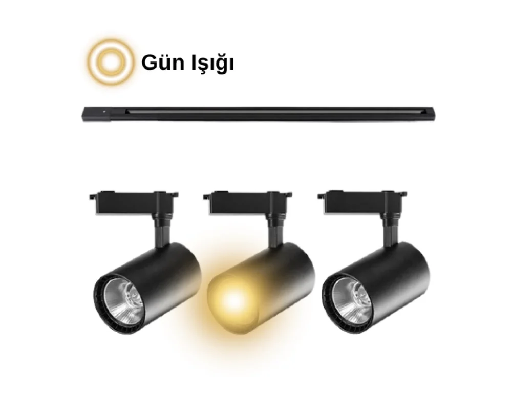 30 Watt Ray Spot Gün Işığı Vitrin Aydınlatma 3 Adet Spot 1 Metre Ray