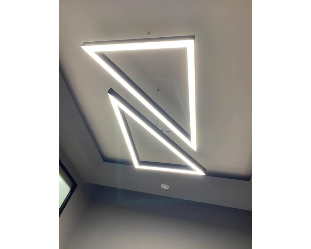 60-60-60cm 60 Watt 8000 Lümen Üçgen Linear Aydınlatma Beyaz ve Gün Işığı