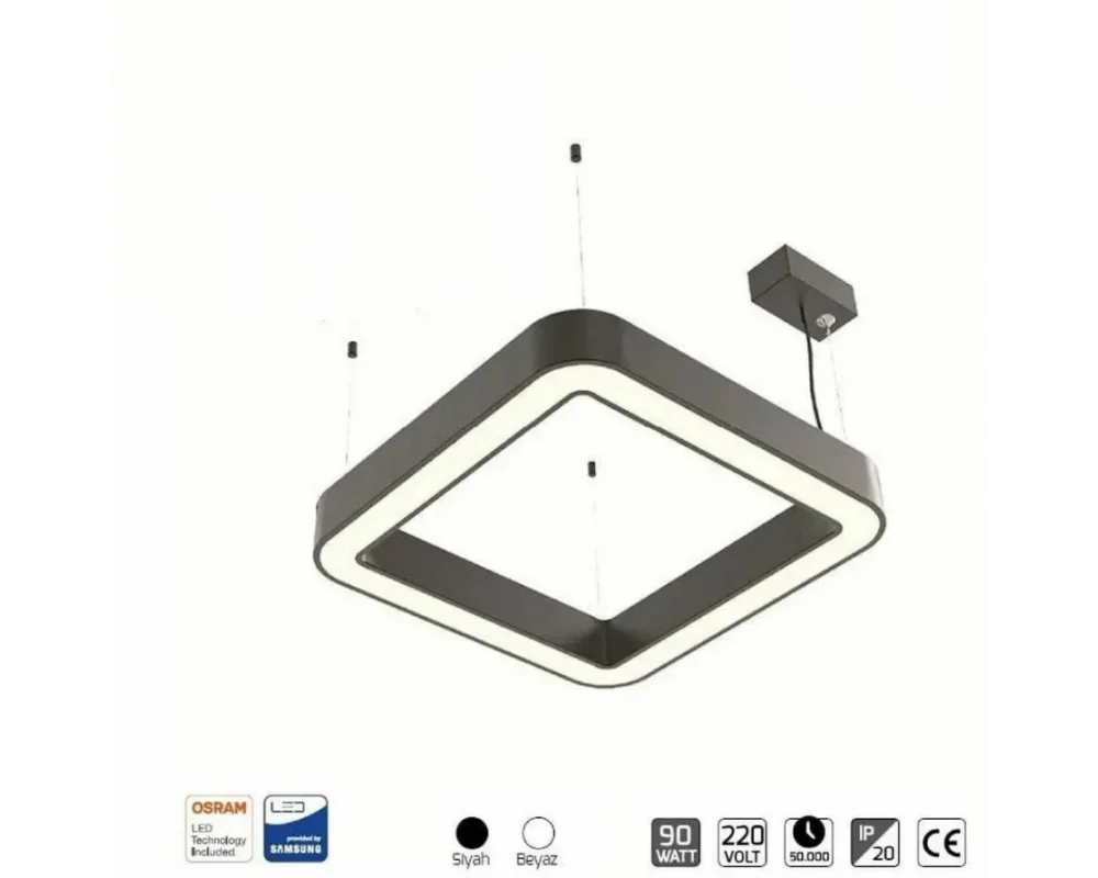 60-60 Cm 75 Watt 10500 Lümen Kare Simit Linear Aydınlatma Beyaz ve Günışığı