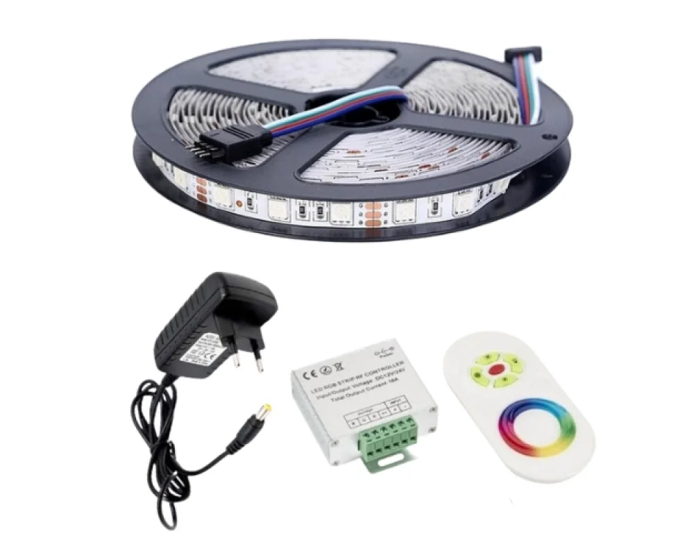 Rgb Led 5050 Smd 3 Çip Dokunmatik Kumanda 4A Adaptör Kombin Set