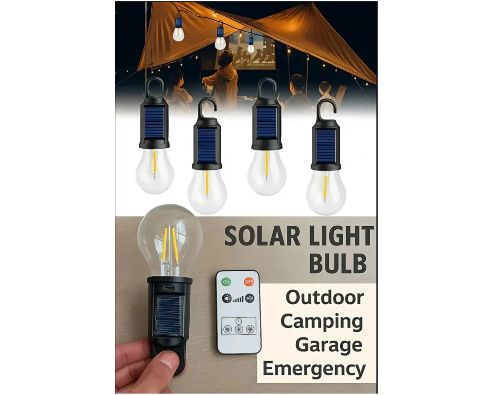 Solar Güneş Enerjili LED Ampul 3 Modlu Uzaktan Kumandalı Solar Camping Lamp