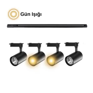 30 Watt Ray Spot Gün Işığı Vitrin Aydınlatma 4 Adet Spot 1 Metre Ray