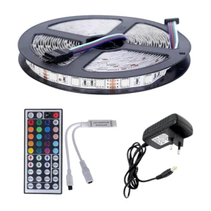 Rgb Led 5 Metre 3 Çip 44 Tuş Kumanda 5050 Smd Tak Çalıştır Set İç ve Dış Mekan