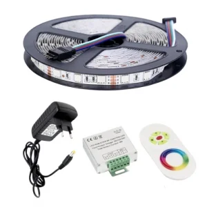 Rgb Led 5050 Smd 3 Çip Dokunmatik Kumanda 4A Adaptör Kombin Set