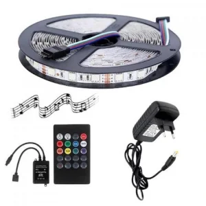 Sese ve Müziğe Duyarlı Rgb Led 5050 Smd 3 Çip Tak Çalıştır
