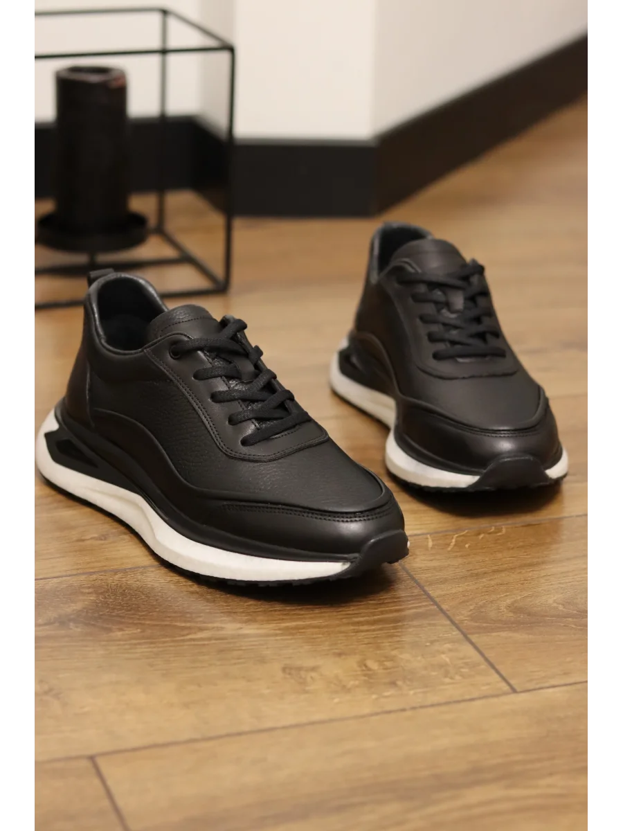 Sigma Siyah Hakiki Deri İthal Taban Sneakers