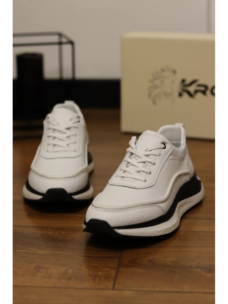 Sigma Beyaz Hakiki Deri İthal Taban Sneakers