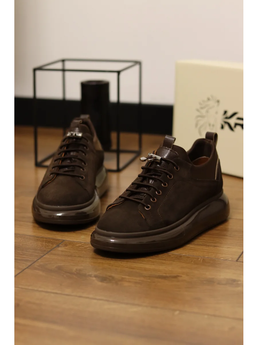 Mocha Hakiki Deri Acı Kahve Süet Sneaker