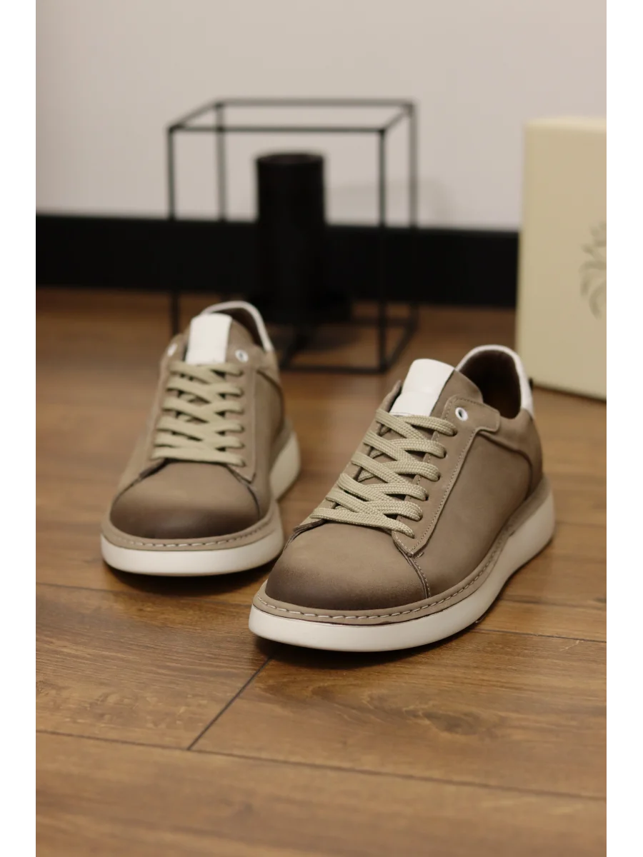 Carve Hakiki Nubuk Deri Bej Sneaker Ayakkabı