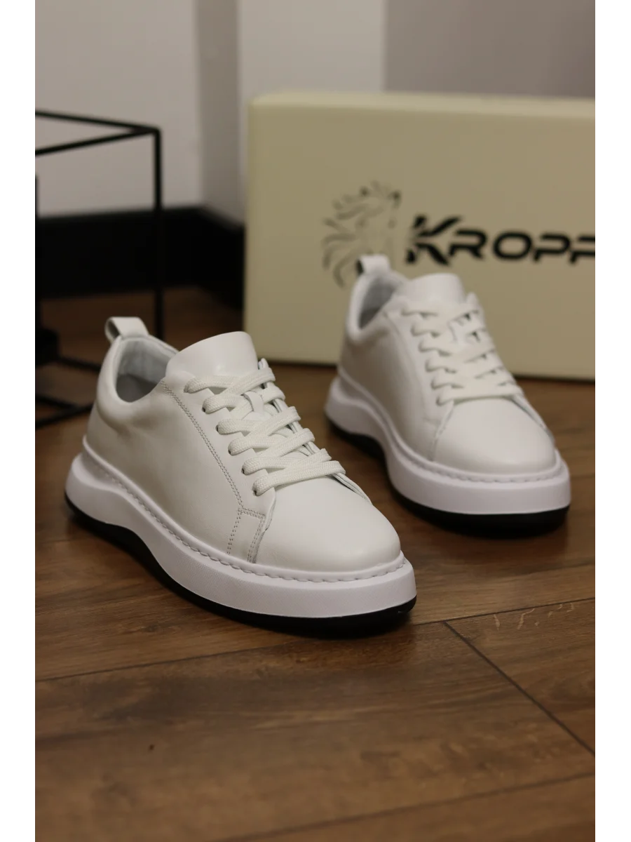 Grand Hakiki Deri Bayaz Eva Taban Sneaker Ayakkabı