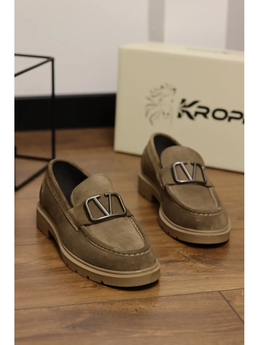 Rivera Hakiki Süet Deri Tokalı Kum Loafer