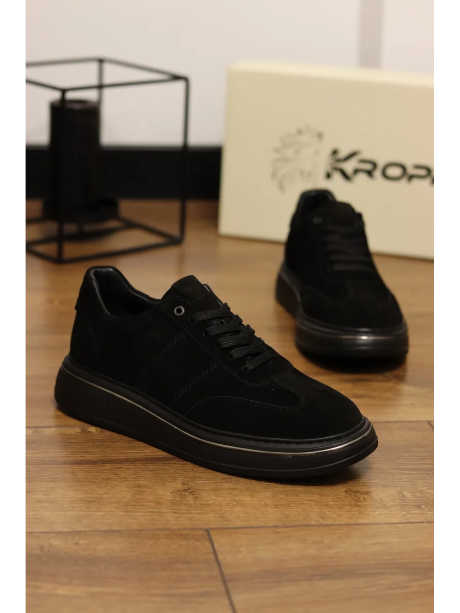 Nox Hakiki Deri Eva Taban Siyah Süet Sneaker