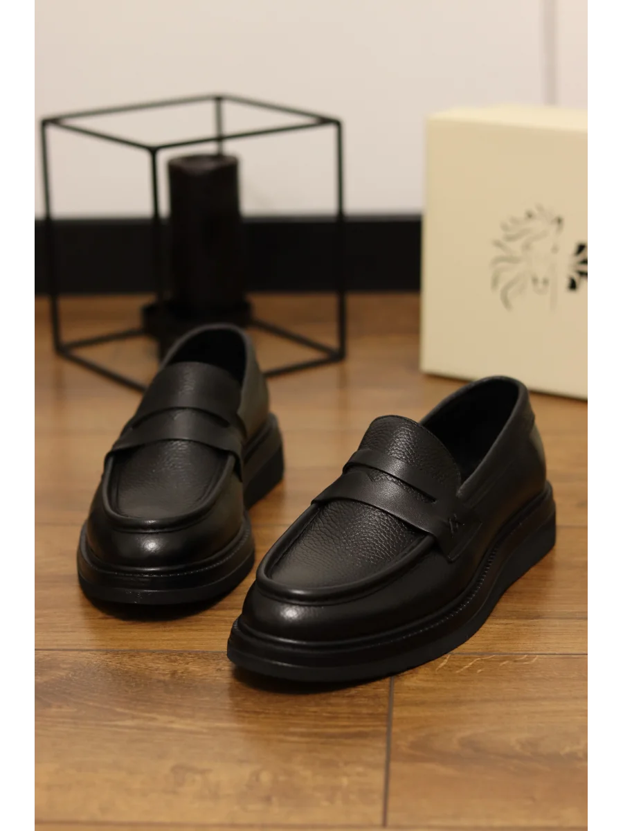 Marco Hakiki Deri İtalyan Kalıp Siyah Loafer