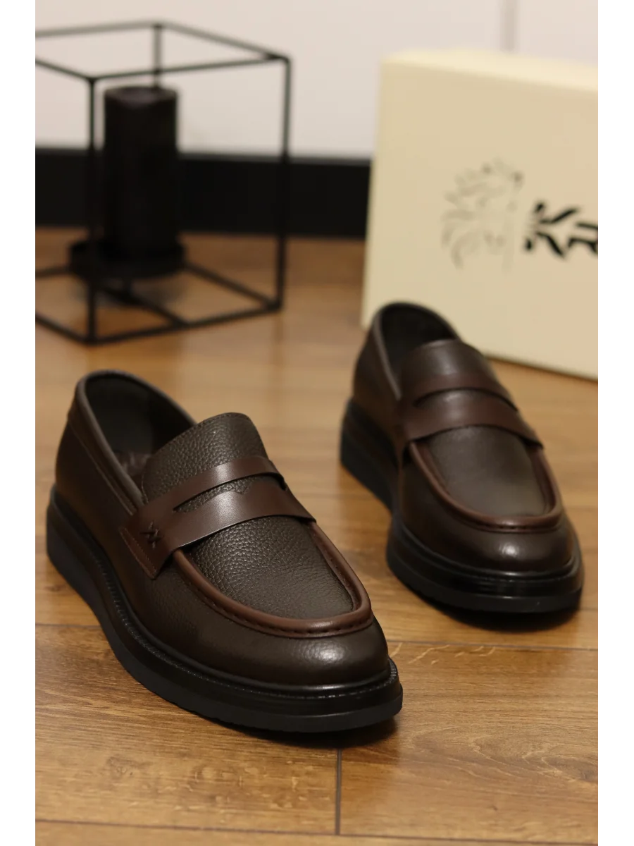 Marco Hakiki Deri İtalyan Kalıp Kahve Loafer