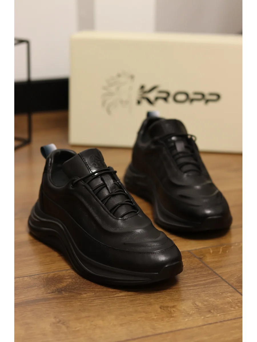 Lusso Hakiki Deri Siyah İthal Taban Sneakers