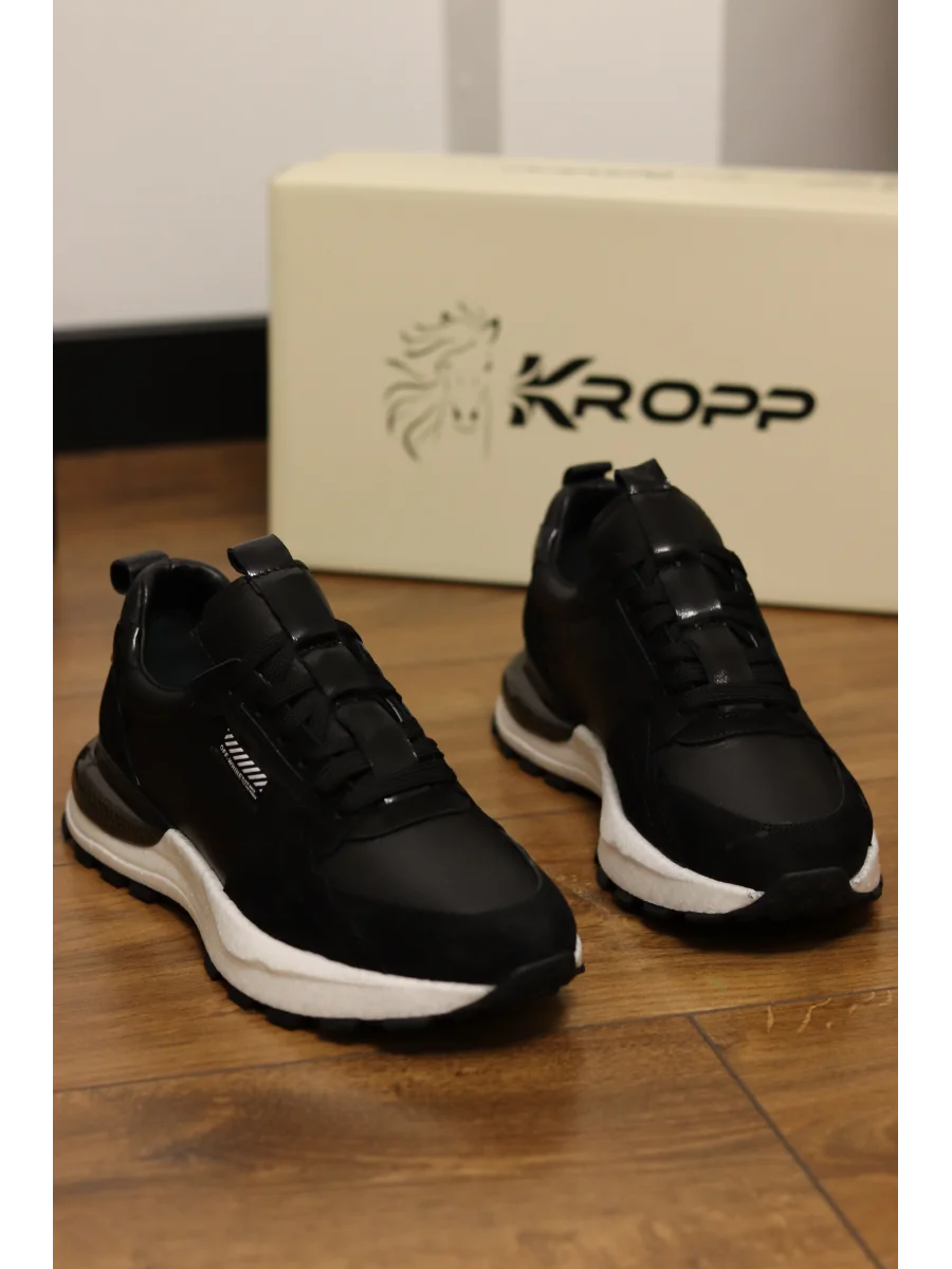 Monza Hakiki Deri Siyah İthal Köpük Taban Sneakers