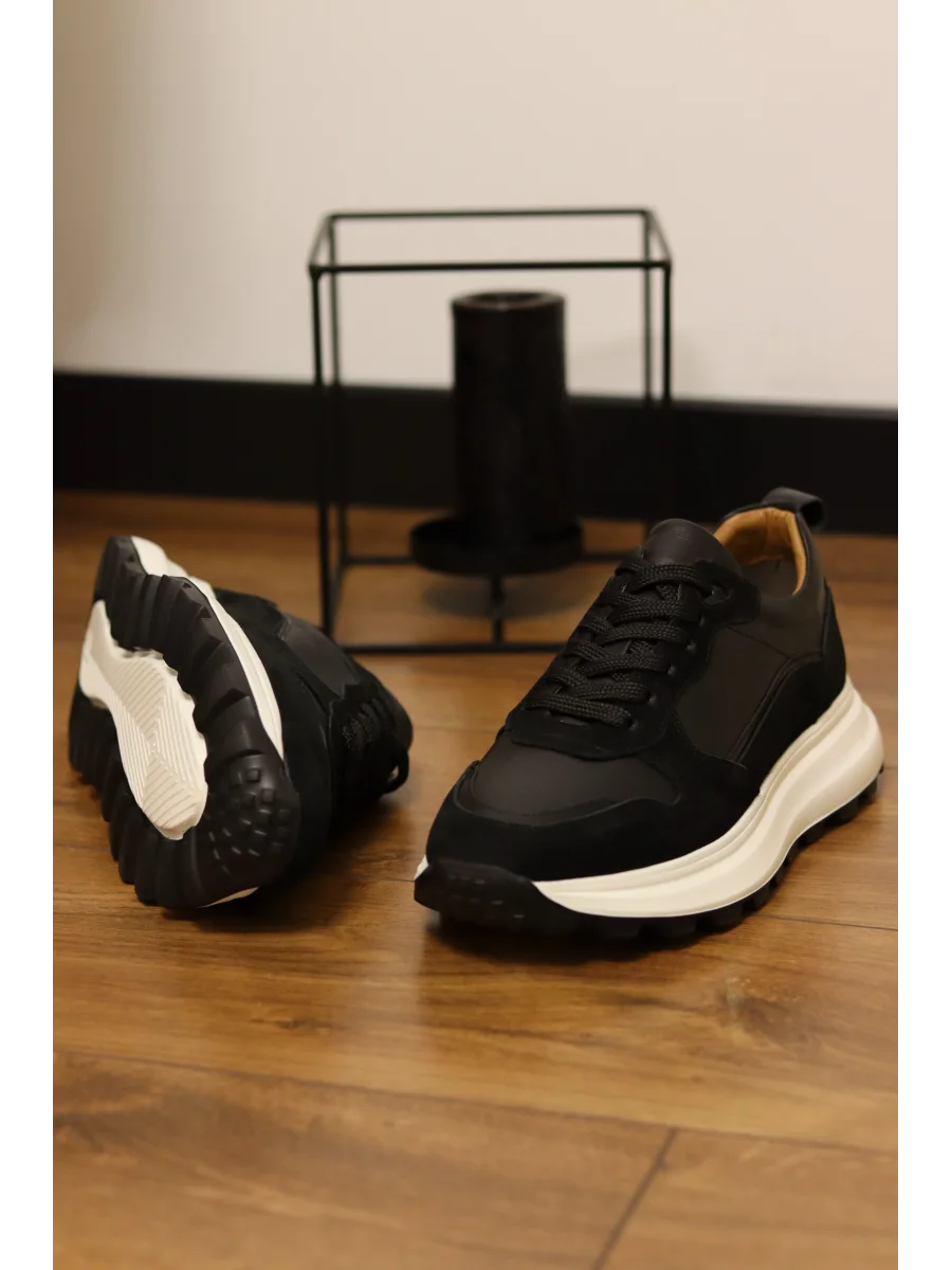 Altura Siyah Hakiki Deri Eva Taban Sneakers