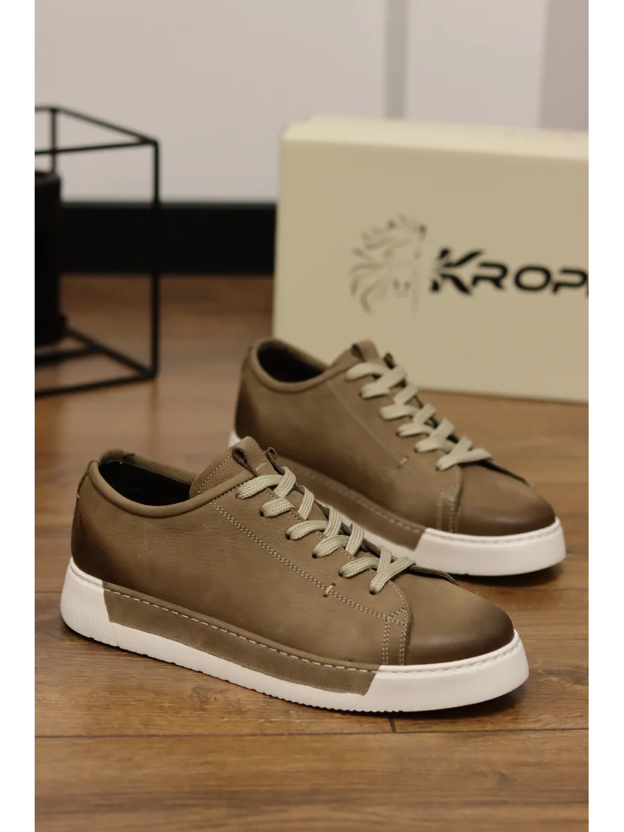 Clay Hakiki Nubuk Deri Bej Sneaker