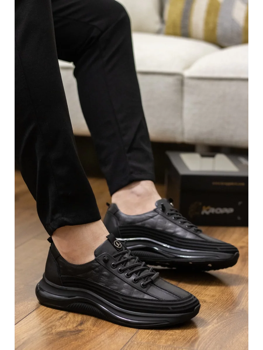 Draco Hakiki Deri Siyah İthal Taban Erkek Sneakers