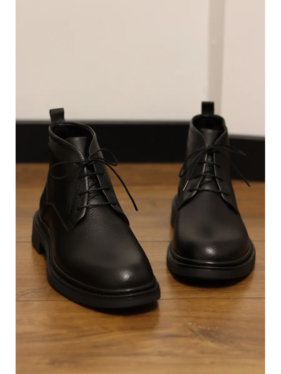 Grov Hakiki Deri Siyah Floter Casual Bot