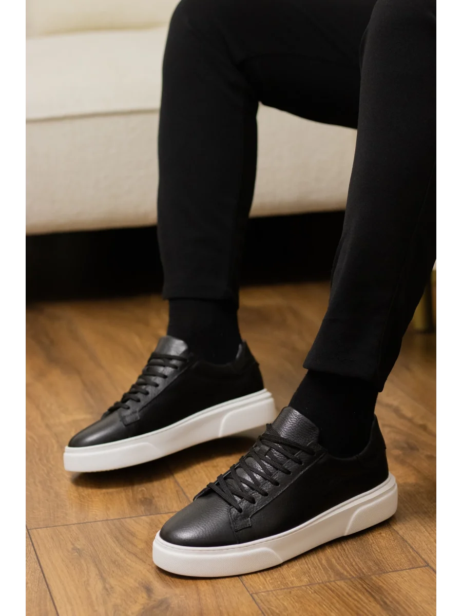 Hakiki Deri Eva Taban Siyaha Beyaz Sneaker