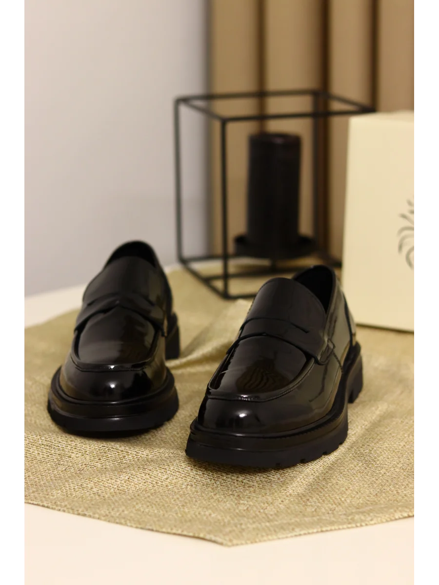 Lucaro Hakiki Deri Siyah Rugan Loafer