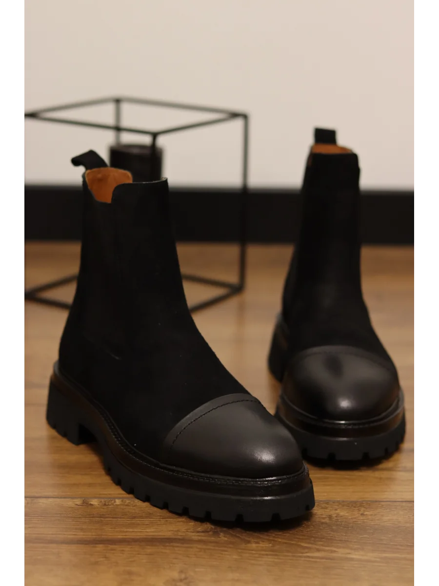 Matt Siyah Hakiki Süet Deri Cilt Maskartalı Chelsea Bot